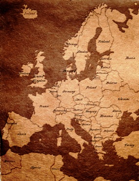 Featured is a cartographical representation of "Old" Europe provided by Indonesian graphic designer BSK.